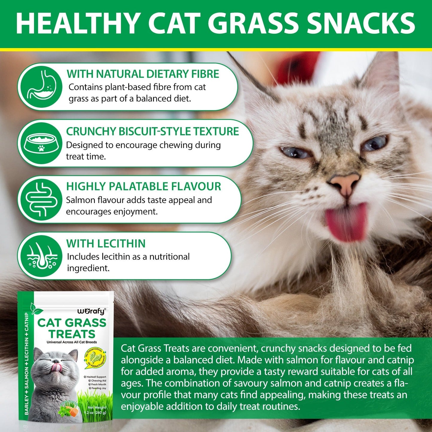 Daily High Fiber Treats Cats Actually Eat Worafy™ - CalmiCat™