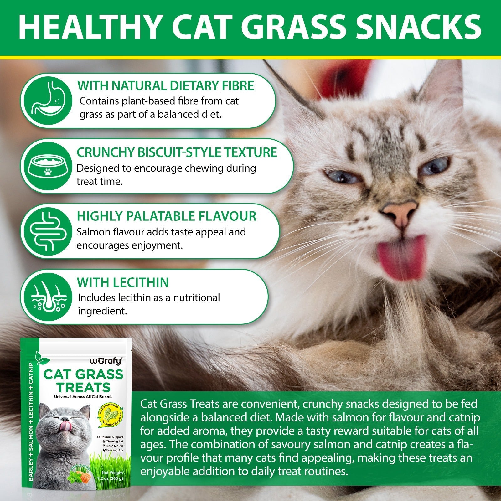Daily High Fiber Treats Cats Actually Eat Worafy™ - CalmiCat™