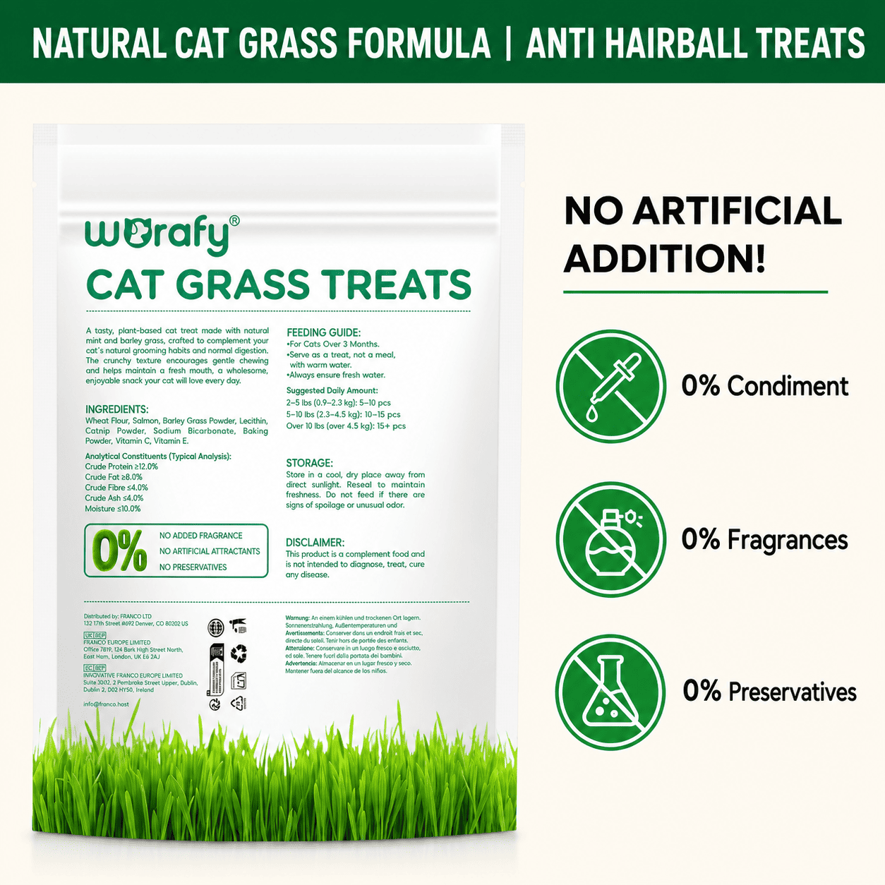 Feline Catgrass Crunchy Treats Cats Actually Eat Wimow™ - CalmiCat™