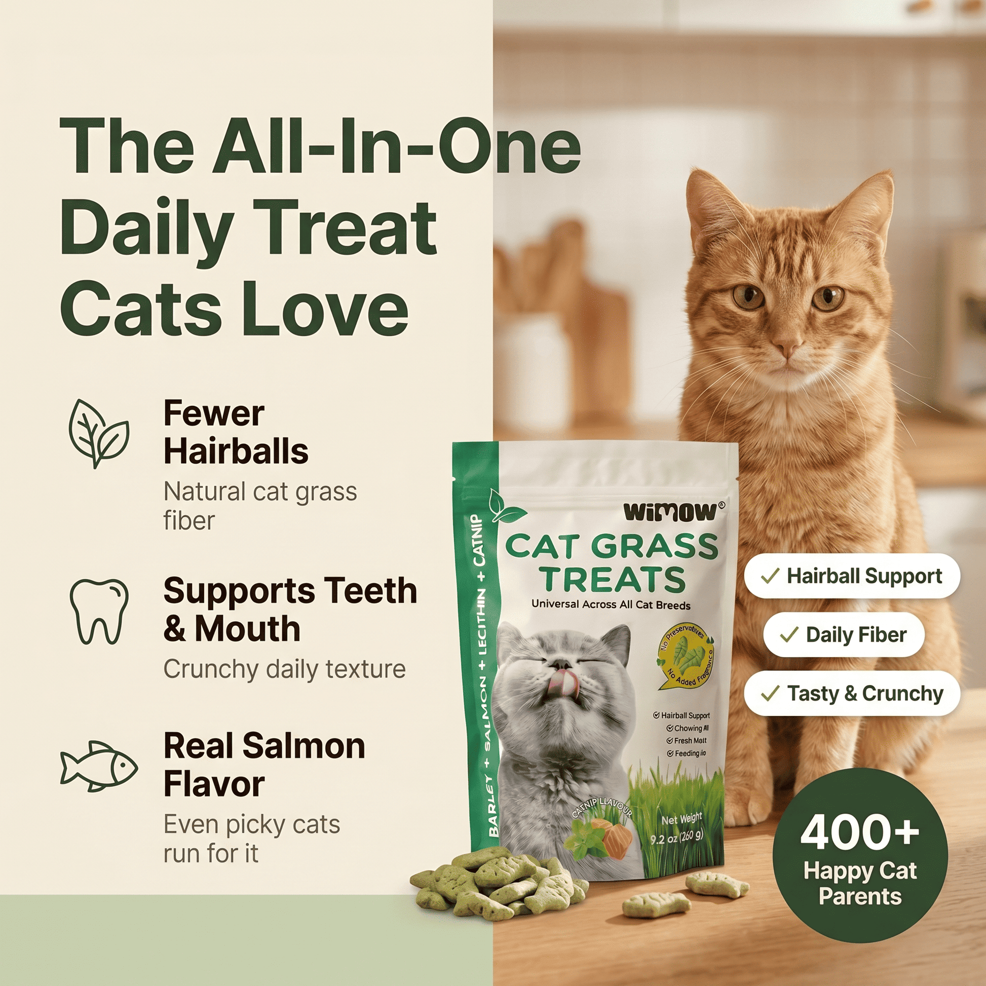 Feline Catgrass Crunchy Treats Cats Actually Eat Wimow™ - CalmiCat™