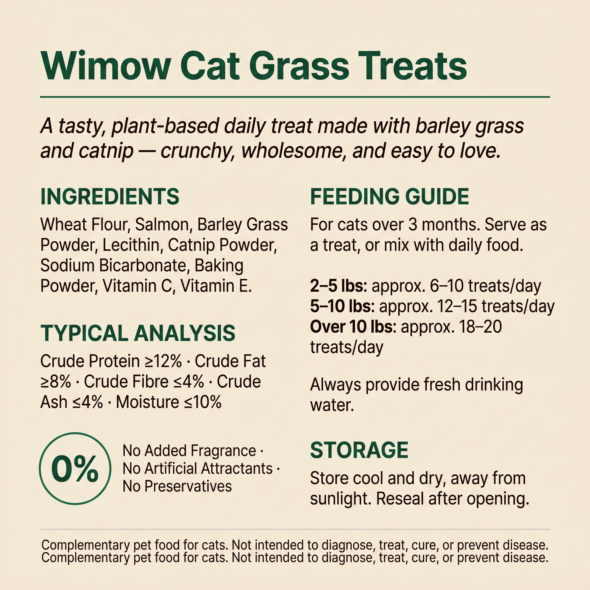 Feline Catgrass Crunchy Treats Cats Actually Eat Wimow™ - CalmiCat™