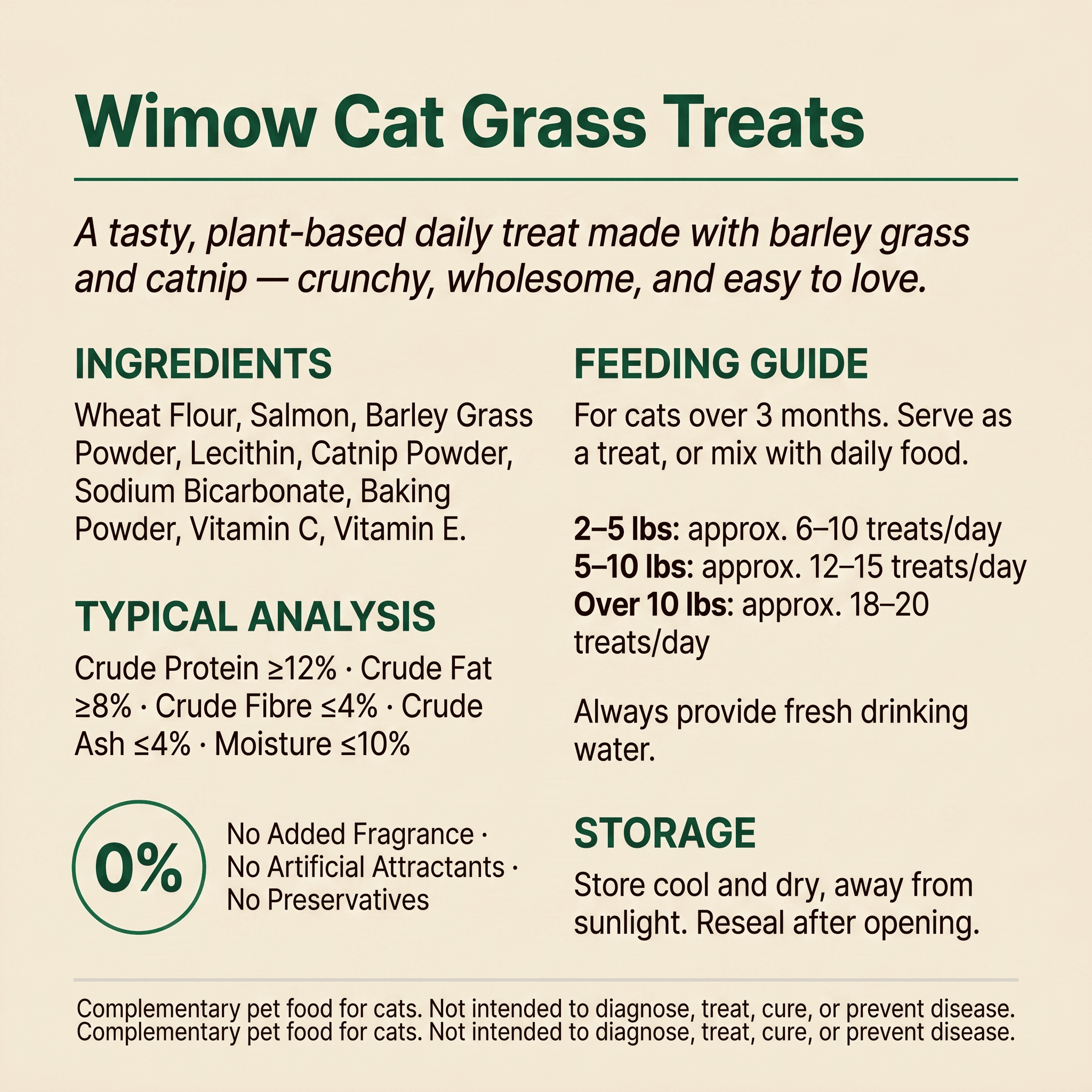 Feline Catgrass Crunchy Treats Cats Actually Eat Wimow™ - CalmiCat™