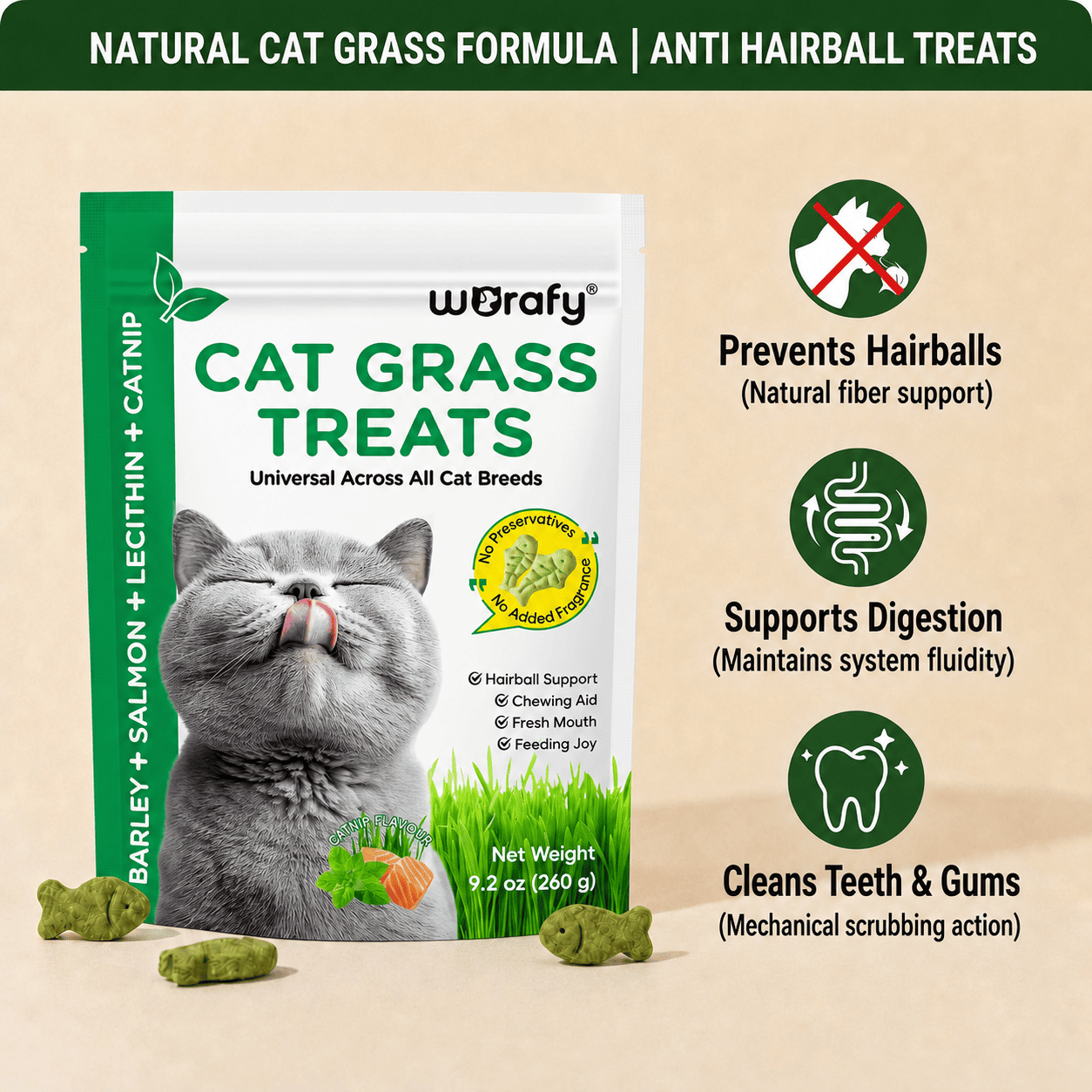 Feline Catgrass Crunchy Treats Cats Actually Eat Wimow™ - CalmiCat™