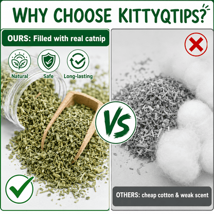 Kitty Q-Tip™ - 6 Pk | Durable for Chew, Cute Cat Toys Interactive Kitty for Boredom, Exercise, & Play | Filled w/Organic C - CalmiCat™