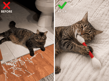Kitty Q-Tip™ - 6 Pk | Durable for Chew, Cute Cat Toys Interactive Kitty for Boredom, Exercise, & Play | Filled w/Organic C - CalmiCat™