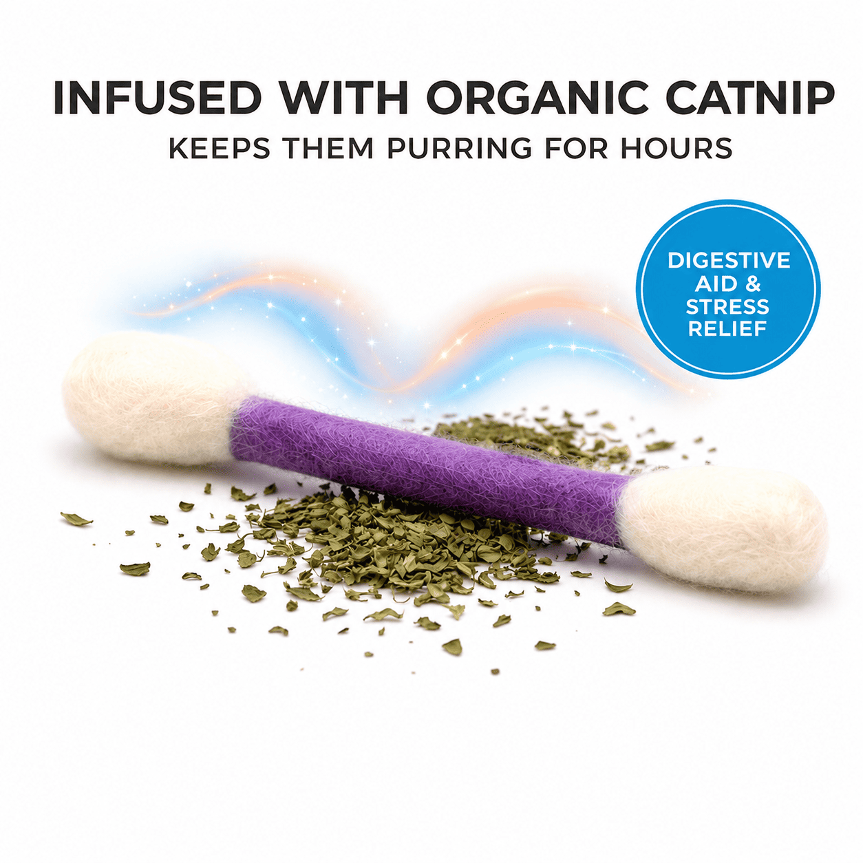 Kitty Q-Tip™ - 6 Pk | Durable for Chew, Cute Cat Toys Interactive Kitty for Boredom, Exercise, & Play | Filled w/Organic C - CalmiCat™
